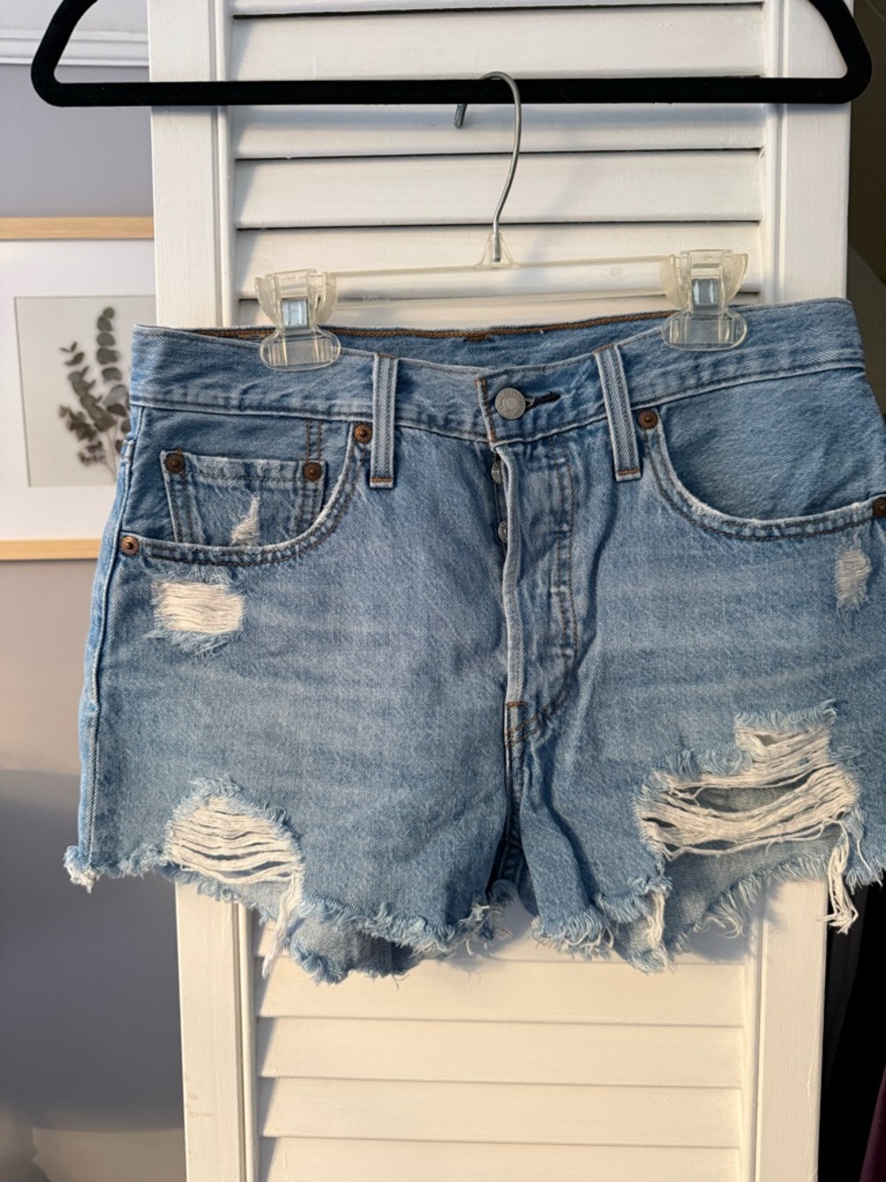 Levi's 501’s Light Blue Distressed Denim Cutoff Shorts